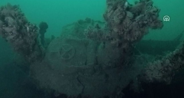 A screengrab from a video shows the sunken U-23 German submarine. (AA Photo)