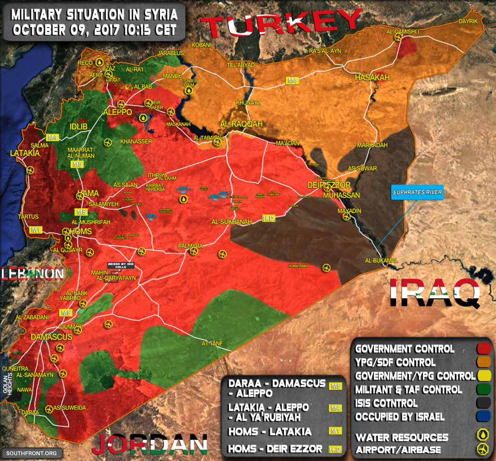 Military Situation In Syria On October 9, 2017 (Map Update)