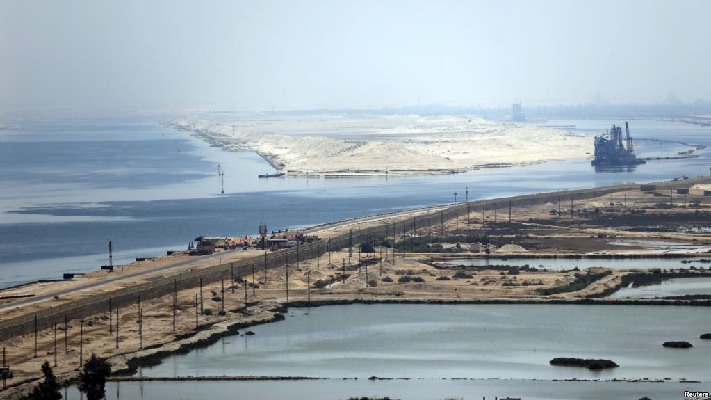 A general view of the Suez Canal from Al Salam "Peace" bridge on the Ismalia desert road. File photo