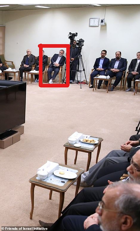 Moshen Fakhrizadeh at a meeting with Iran's Supreme Leader Ali Khamenei