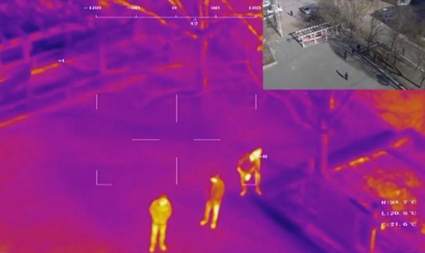 The camera can identify the individual's body temperatures from at least 3 ft above ground