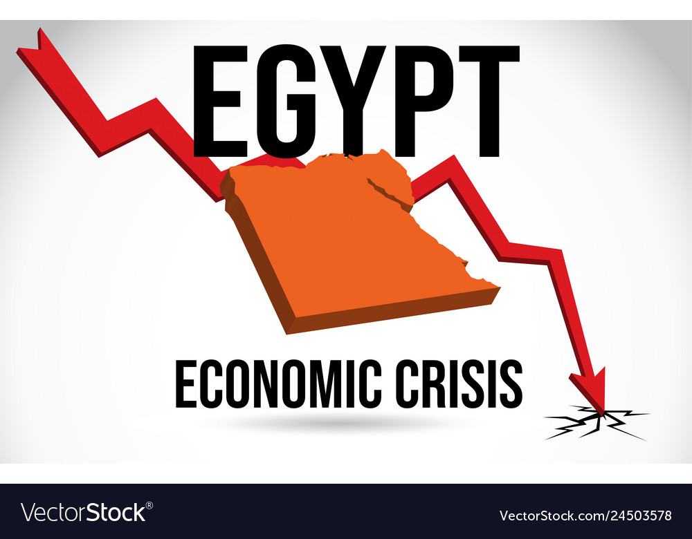 Egypt map financial crisis economic collapse Vector Image