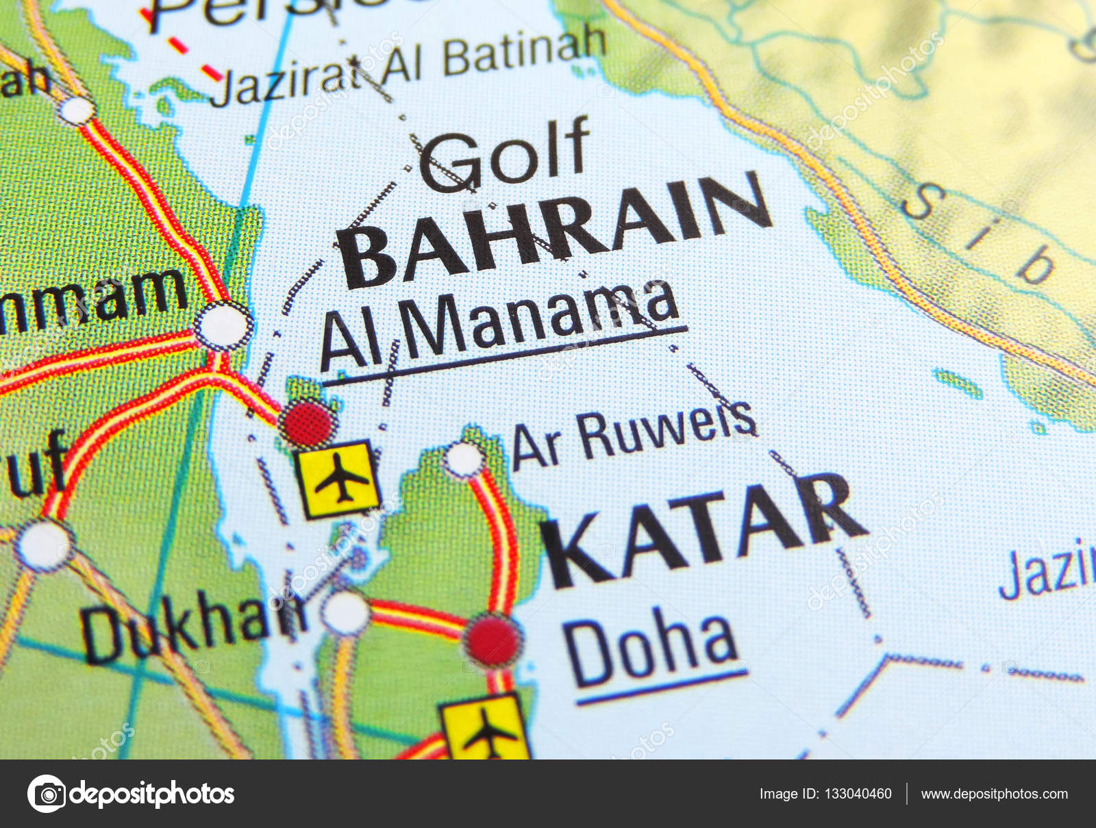 Map of Bahrain and Qatar — Stock Photo © Eivaisla #133040460
