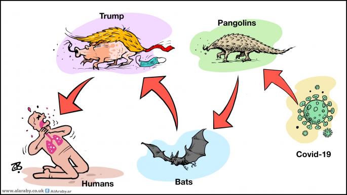 كاريكاتير كورونا ترامب / حجاج