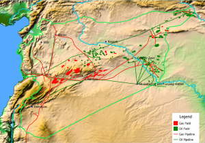 מפת שדות הנפט והגז בסוריה, בתקופת המדינה האסלאמית של דאעש
