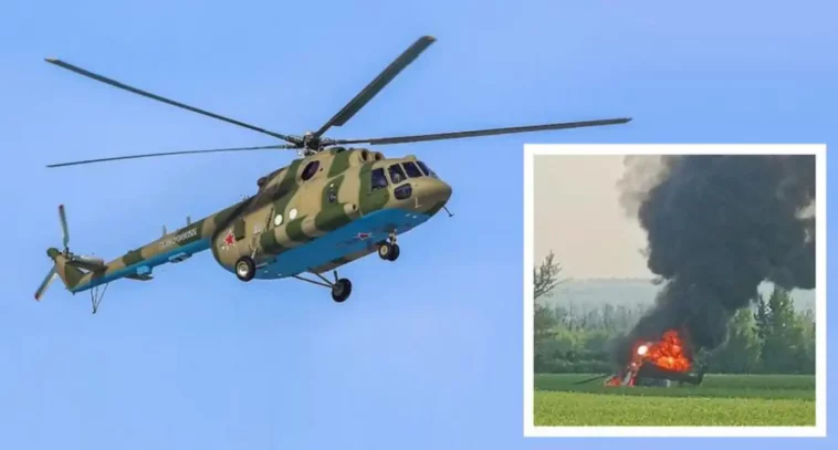 כוחות וגנר הרוסים מפילים שני מסוקי לוחמה אלקטרוניים רוסיים Mi-8MTPR-1 נדירים.