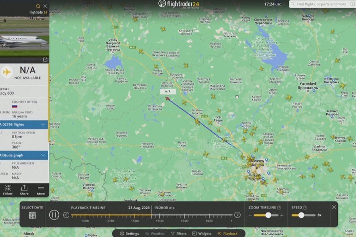מכ"ם מראה שהמטוס הפרטי שהתרסק מצפון למוסקבה נעלם מהמפה