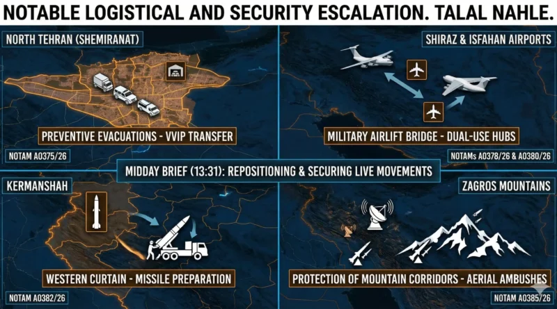 איראן: הסלמה לוגיסטית וביטחונית ניכרת הכוללת פינוי רחב היקף של משפחות בכירים לבונקרים מבוצרים
