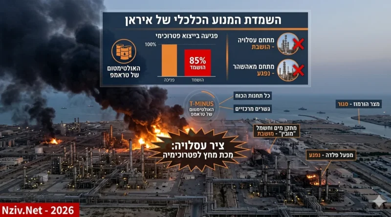 המערכה הצבאית המשותפת של ארה"ב וישראל נגד איראן עובר מיקוד מהשמדת נכסים צבאיים לפגיעה בתשתיות לאומיות וכלכליות. תמונת מצב