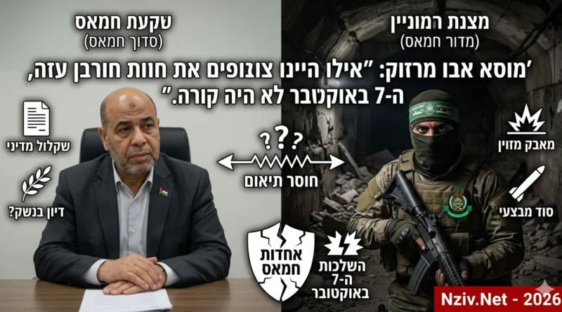 "אילו הנהגת חמאס הייתה צופה מראש את השלכות מתקפת ה-7 באוקטובר ואת חורבן רצועת עזה – המתקפה לא הייתה יוצאת לפועל"