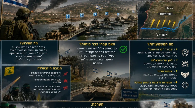 " כוחות הנדסה ישראלים הקימו 5 גשרים על הליטאני למעבר כוחות כבדים צפונה" . משמעויות!